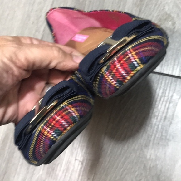Isaac Mizrahi New York Fabola Navy Plaid Bow Flats size 9.5 - Picture 6 of 11
